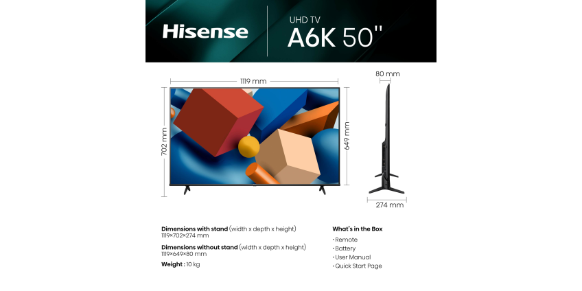 HISENSE Led 50 A6K 4K UHD Smart TV Hisense