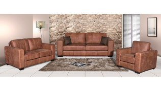 Arizona 3 Piece Lounge Suite in Full Leather, Zambezi Spice